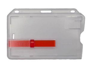 Hartplastik-Badgehalter mit rotem Schieber (Set à 10stk.)